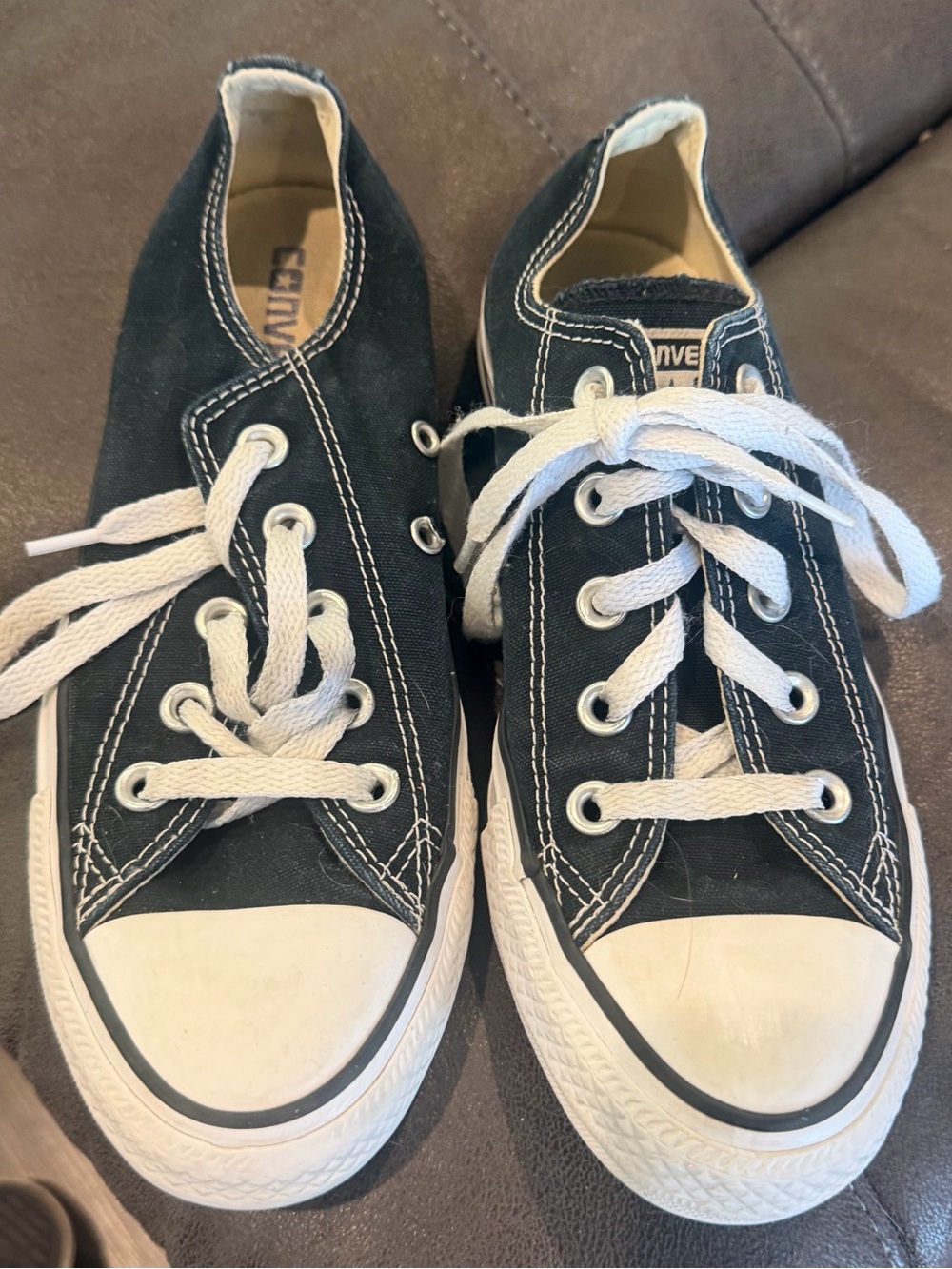Converse Black Canvas Low Top Sneakers with White Accents